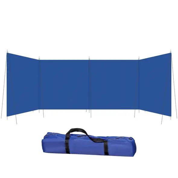 Outsunny Camping Windbreak, Foldable Portable Wind Blocker w/ Carry Bag and Steel Poles, Beach Sun Screen Shelter Privacy Wall, 620cm x 150cm - 1