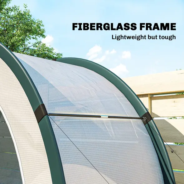 Outsunny Foldable Small Greenhouse, Portable Green House Mini Greenhouse with Zipper Door, PE Base, 200 x 80 x 164 cm, Green - 7