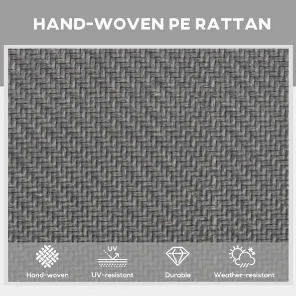 Outsunny Foldable Rattan Sun Lounger with 5-Level Adjust Backrest, Recliner Chair, Grey - 4