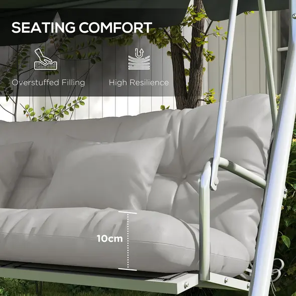 Outsunny Back and Seat Cushion Replacement with 2 Pillows, Patio Chair Cushions Set with Ties, Light Grey - 6