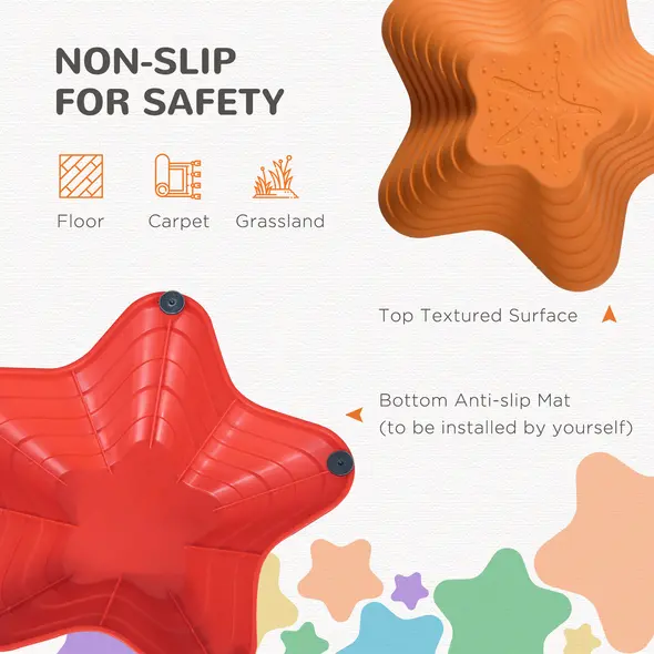 Outsunny Balance Stepping Stones Kids, 6-Piece Starfish Style Non-slip Obstacle Course, Stackable Balance Blocks, Garden Sensory Toys for Toddler 3-8 Years, Indoor Outdoor, Multicoloured - 5