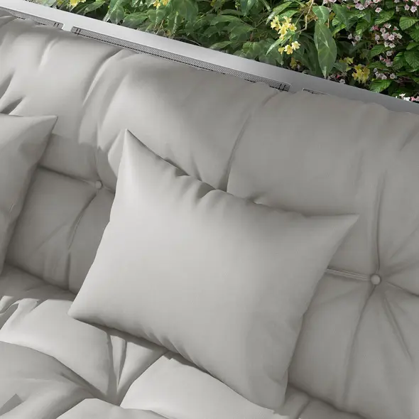 Outsunny Back and Seat Cushion Replacement with 2 Pillows, Patio Chair Cushions Set with Ties, Light Grey - 8