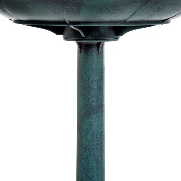 Outsunny Garden Bird Bath Outdoor Decrative Garden Feeder Stand with Scallop-like Pattern, Time-Worn Finish, 50cm, Green - 8