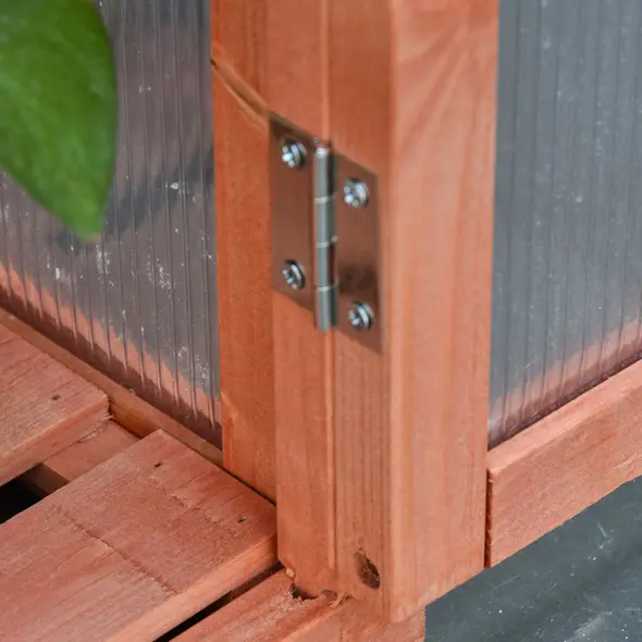 Outsunny Garden Cold Frame Polycarbonate Greenhouse with Adjustable Shelves, Double Doors, Openable Top Covers, Grow House for Flower Vegetable Plants, 80 x 47 x 138cm, Orange - 7