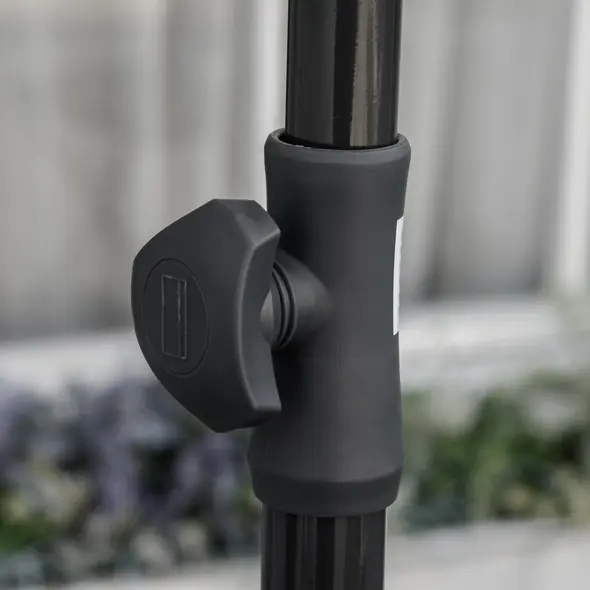 Outsunny Garden Parasol Umbrella, Outdoor Market Table Umbrella with Ruffles & Aluminium Pole, Rectangular Tilting Parasol Sun Shade Canopy, 2 x 1.3m, Beige - 8