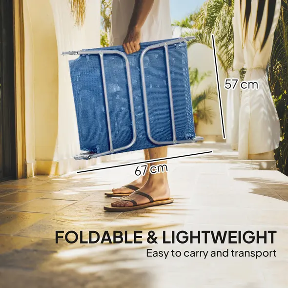 Outsunny Folding Sun Lounger with Head Pillow - Dark Blue - 6