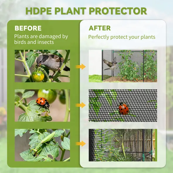 Outsunny Fruit Cage Bird Netting, Brassica Cage Plant Protection Tent with Zipped Door, Anti Bird, Insects, Small Animals, Black - 4