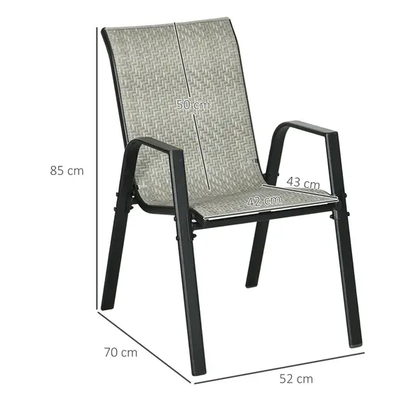Outsunny Four-Piece Stacking Rattan Garden Seat Set - Mixed Grey - 3