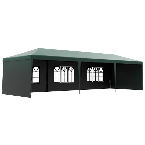 Outsunny Garden Gazebo Marquee Party Wedding Tent Canopy (9m x 3m) - Green - 1