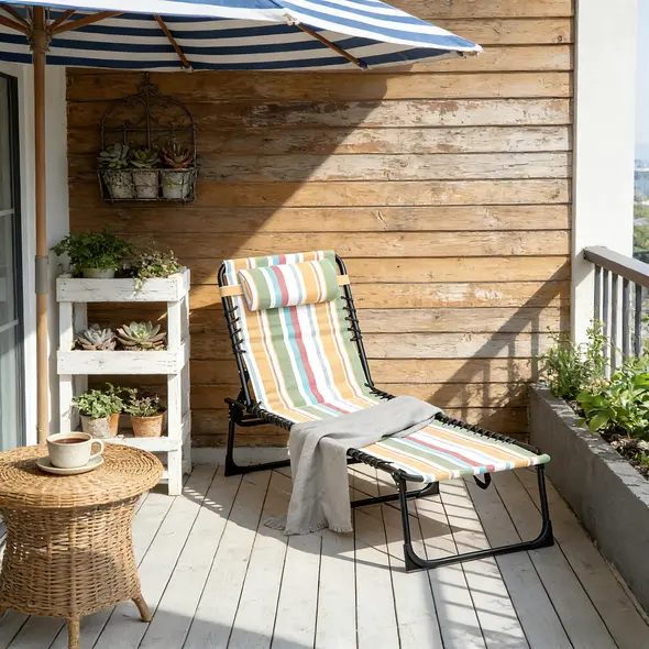 Outsunny Folding Sun Lounger Beach Chaise Chair Garden Reclining Cot Camping Recliner with 4 Position Adjustable Multicolored - 7