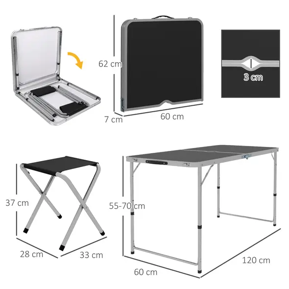 Outsunny Four-Person Foldable Aluminium Picnic Set - 3