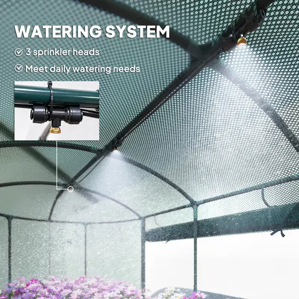 Outsunny Galvanised Raised Garden Bed Kit with Self Watering System and Mesh Cover, Garden Boxes, 6x3Ft, Dark Grey and Green - 5