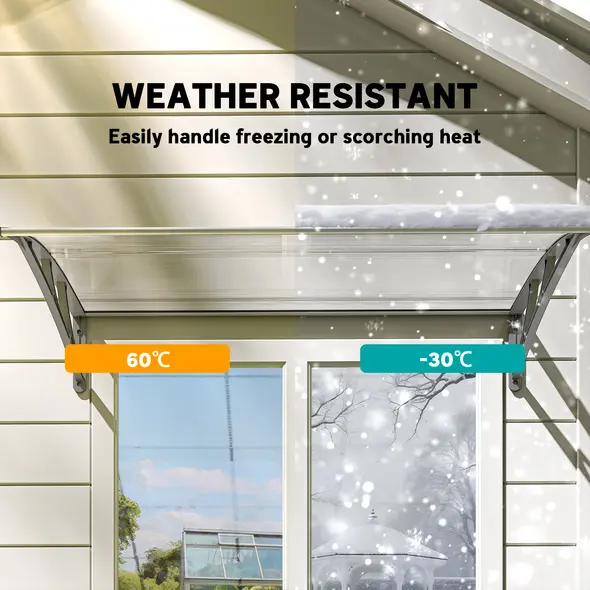 Outsunny Front Door Canopy, Outdoor Awning, Rain Shelter, 110 x 60cm, Grey - 6