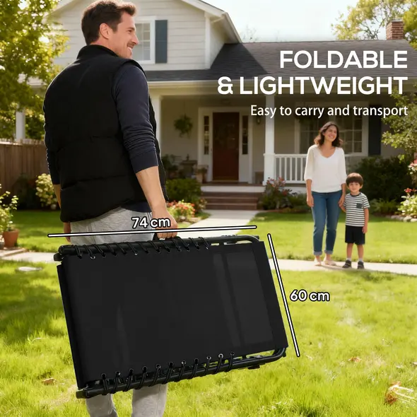 Outsunny Foldable Sun Lounger, Outdoor 4 Level Adjustable Backrest Reclining Chaise Chair, Steel Frame Recliner Chair for Camping, Hiking, Black - 6