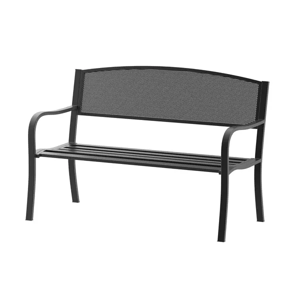 Outsunny Garden Bench Furniture Patio Park 2 Person Chair Seat Steel Black 120cm Outdoor - 1