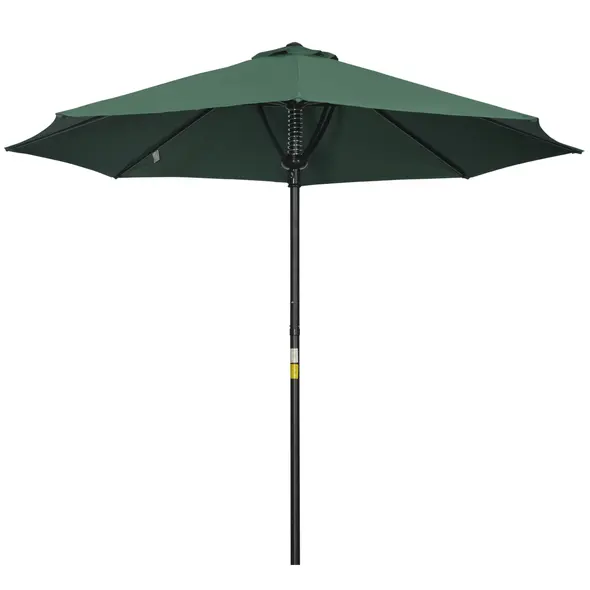 Outsunny Garden 3 m Parasol Umbrella, Outdoor Market Table Umbrella Sun Shade Canopy with 8 Ribs, Easy Push to Open, Green - 1