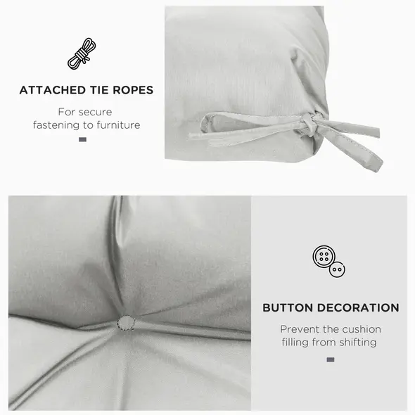 Outsunny Garden Back Chair Cushion, Comfortable Patio Seat Cushion Pad with Backrest for Outdoor & Indoor Use, Light Grey - 6