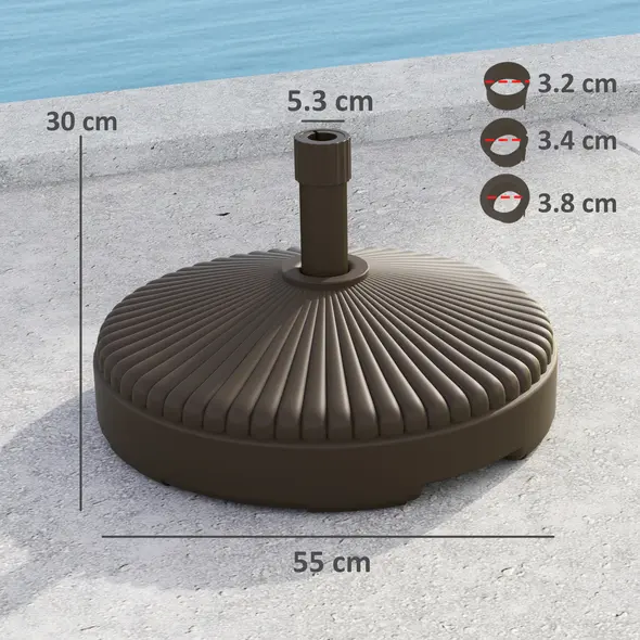 Outsunny Garden Parasol Base Holder, 28kg Sand Filled, 23kg Water Filled, Sun Umbrella Base Outdoor Umbrella Stand Weight, Brown - 3