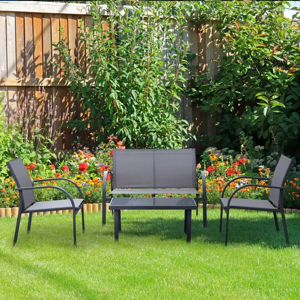 Outsunny Four-Piece Minimal Garden Patio Set - Grey - 2
