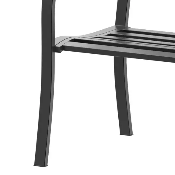 Outsunny Garden Bench Furniture Patio Park 2 Person Chair Seat Steel Black 120cm Outdoor - 8