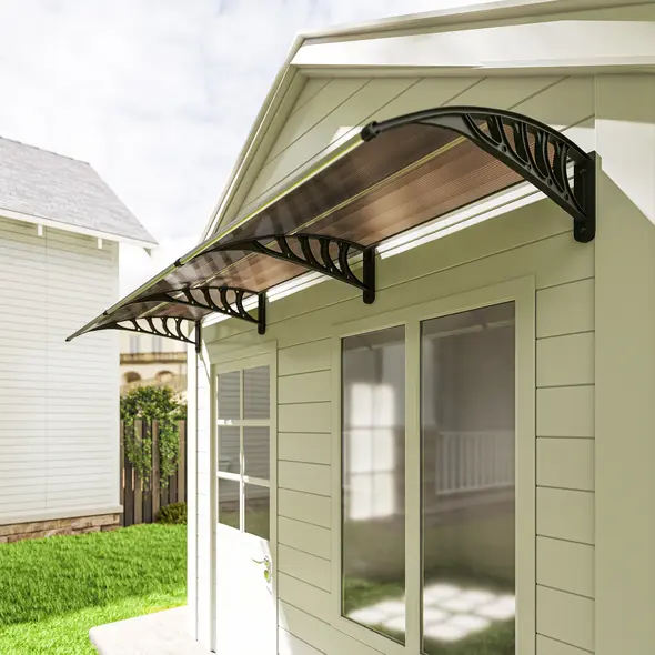 Outsunny Front Door Canopy, Outdoor Awning, Rain Shelter, 303 x 96cm , Brown - 9