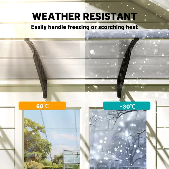 Outsunny Front Door Canopy, Outdoor Awning, 303 x 96cm Rain Shelter for Window, Porch and Front/Back Door, Clear - 6