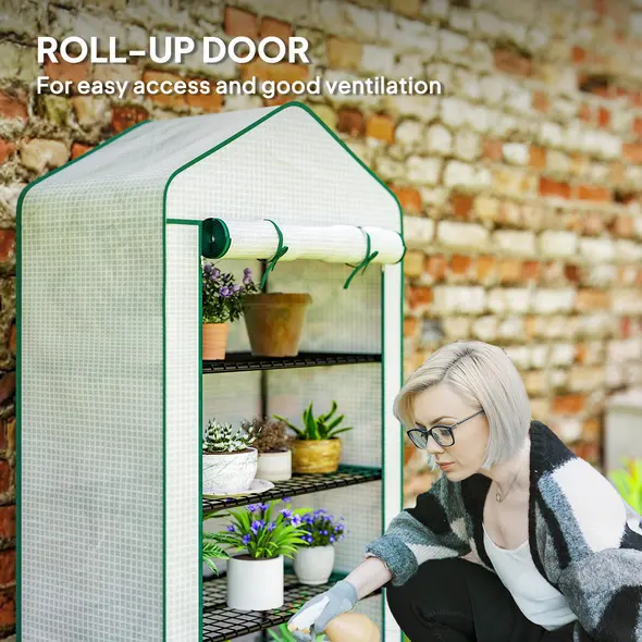 Outsunny Four-Tier Mini Greenhouse, with Reinforced Plastic Cover - 6
