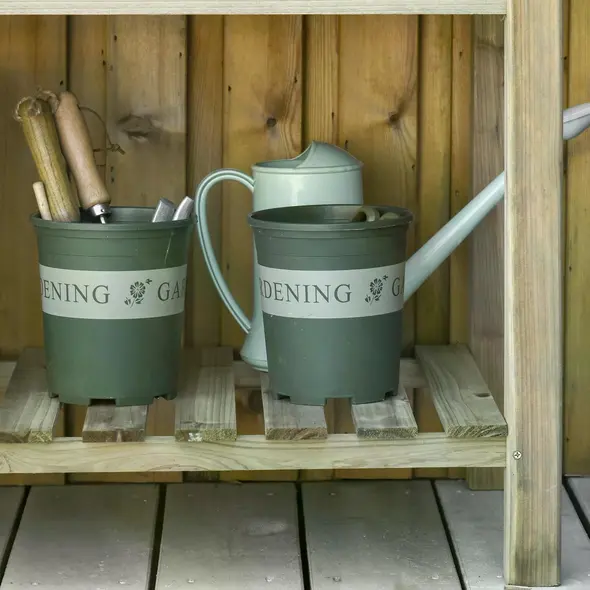 Outsunny Garden Wooden Planters， Raised Garden Bed with Legs and Storage Shelf Elevated Wooden Planter Box - 9