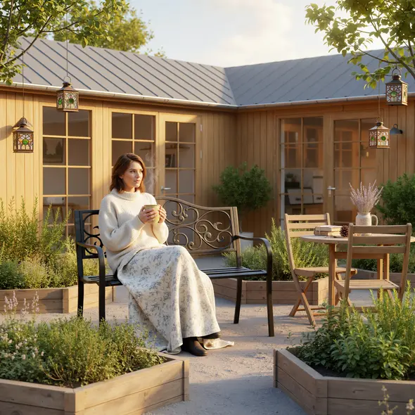 Outsunny Metal Garden Bench with Floral Backrest and Armrests - Black - 9