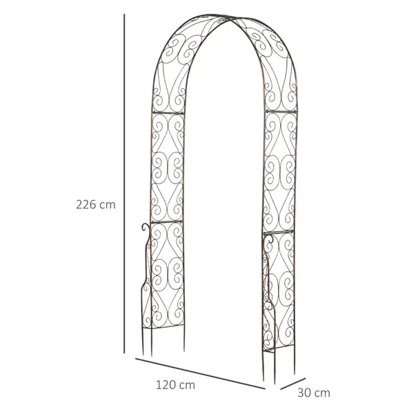 Outsunny Metal Garden Arch Trellis, Decorative Arbour Archway for Walkway Path Ceremony Wedding Party, 120 x 30 x 226cm - 3