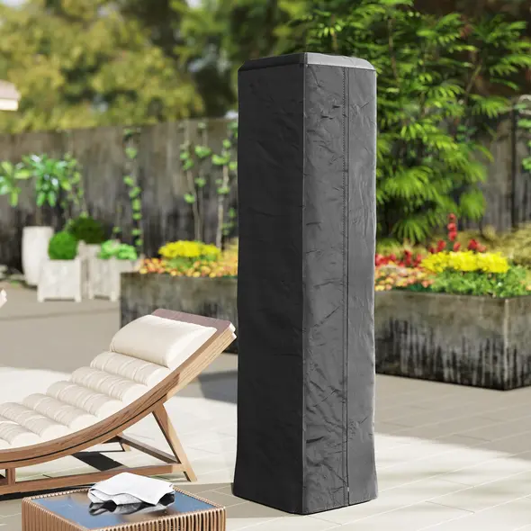 Outsunny Heavy Duty Gas Pyramid Patio Heater Cover, Full Length Outdoor Heater Cover Protector, UPF 30+ Oxford Fabric with Zipper, Black - 9