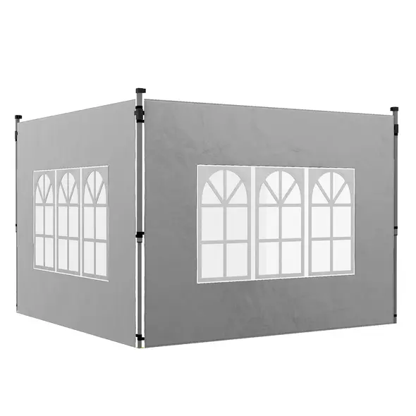 Outsunny Gazebo Side Panels, Sides Replacement with Window for 3x3(m) or 3x4m Pop Up Gazebo, 2 Pack, Grey - 1
