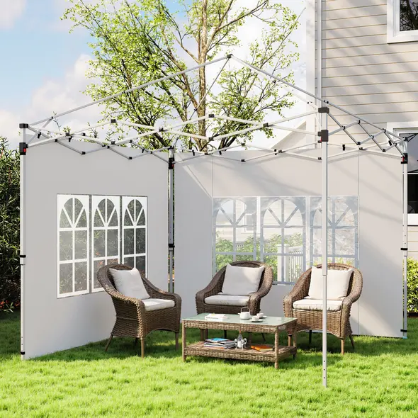 Outsunny Gazebo Side Panels, Sides Replacement with Window for 3x3(m) or 3x4m Pop Up Gazebo, 2 Pack, White - 7