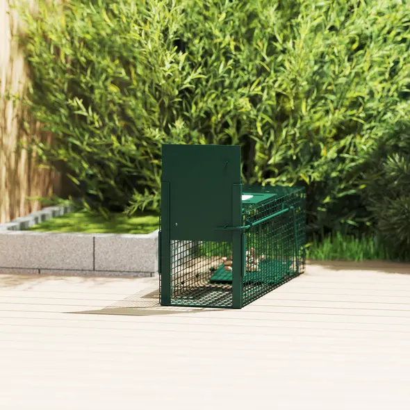 Outsunny Metal Rat Trap with Single Door, for Small Animals, Dark Green - 9