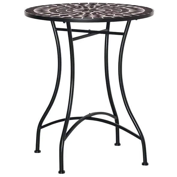 Outsunny Φ60cm Mosaic Outdoor Patio Table - Black - 9