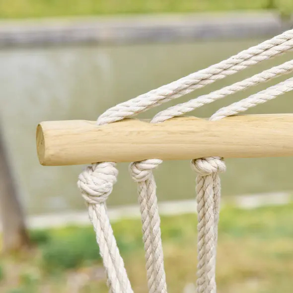 Outsunny Hanging Hammock Chair Swing Chair Thick Rope Frame Safe Wide Seat Indoor Outdoor Home, Patio, Yard, Garde Spot Stylish Multi-Color Stripe - 9