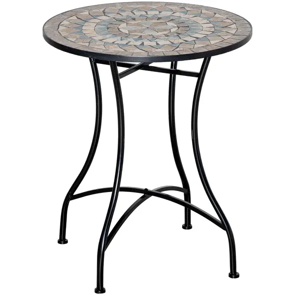 Outsunny Φ60cm Mosaic Outdoor Patio Table - Green - 1
