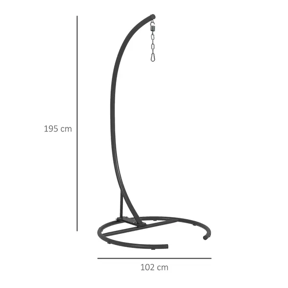 Outsunny Hanging Hammock Chair Stand with Round Base, C Hanging Swing Stand Frame for Swing/Egg/Hammock Chair, Indoor & Outdoor, Heavy Duty 330 lbs, Black - 3