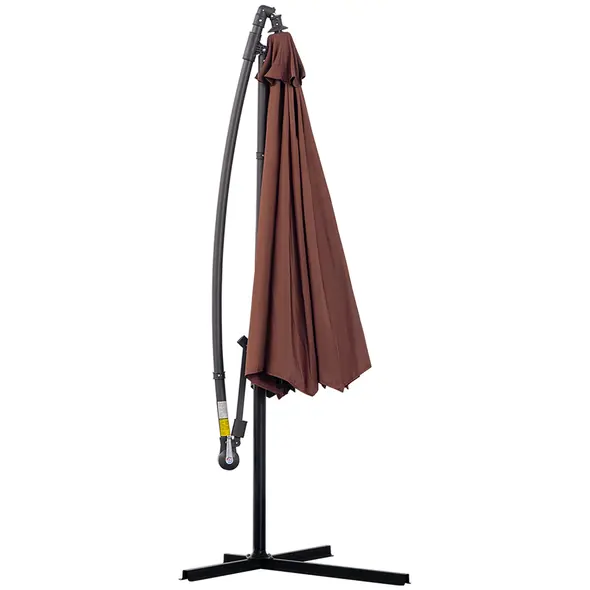 Outsunny Φ3m Hanging Umbrella Parasol-Coffee - 8