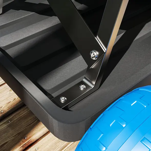 Outsunny Garden Storage Cart, with Top Seat - Blue - 9