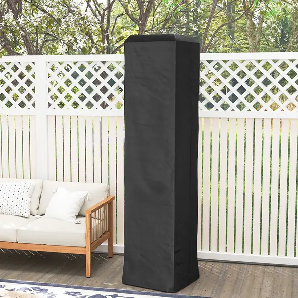 Outsunny Heavy Duty Gas Pyramid Patio Heater Cover, Full Length Outdoor Heater Cover Protector, UPF 30+ Oxford Fabric with Zipper, Black - 8