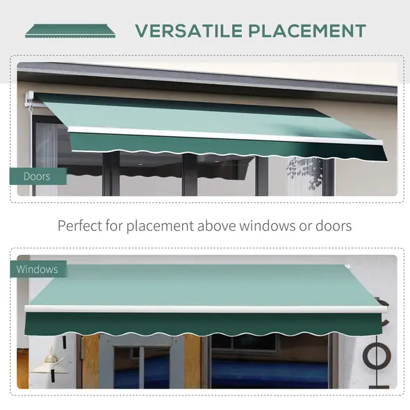 Outsunny Manual Retractable Awning, 2.5x2 m-Dark Green - 5