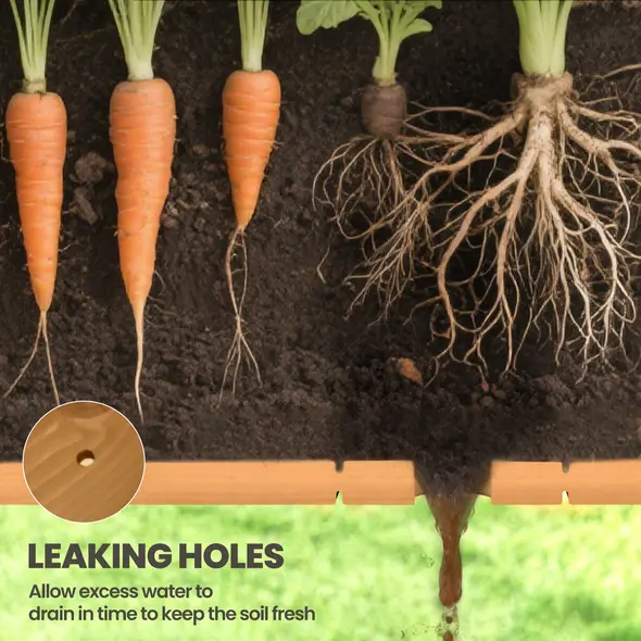 Outsunny Garden Wooden Planters, Rectangular 8 Compartment Plant Stand, Oak Tone - 6