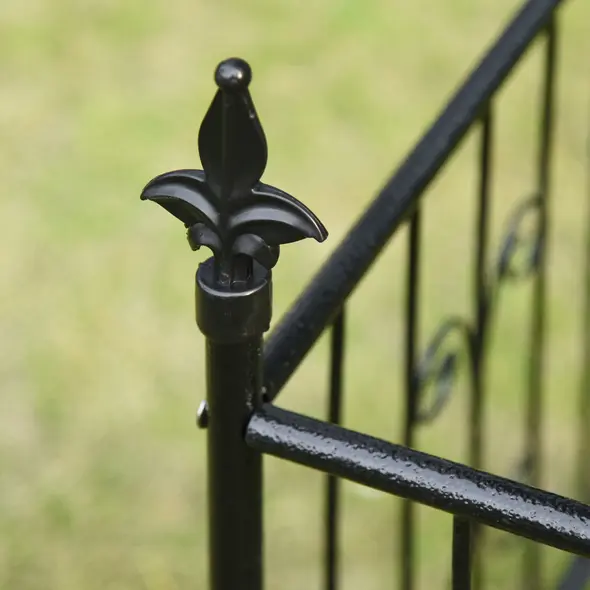 Outsunny Metal Garden Arbor Arch with Double Doors, 2 Side Planter Baskets, Climbing Vine Frame, Black - 9