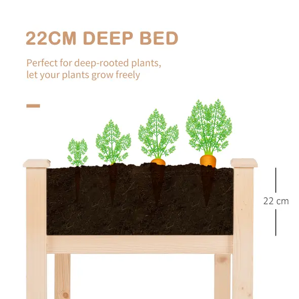 Outsunny Garden Wooden Planters， Non-Woven Fabric, Rectangular Raised Bed,Fir Wood，Indoor/Outdoor, 122.5Lx56.5Wx76H cm - 6
