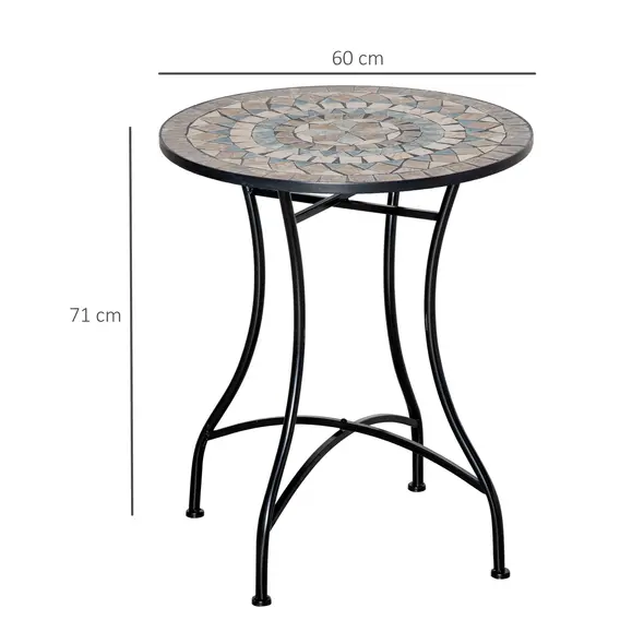 Outsunny Φ60cm Mosaic Outdoor Patio Table - Green - 3
