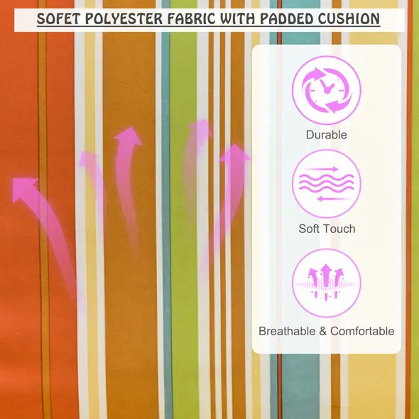 Outsunny Hanging Hammock Chair Swing Chair Thick Rope Frame Safe Wide Seat Indoor Outdoor Home, Patio, Yard, Garde Spot Stylish Multi-Color Stripe - 4