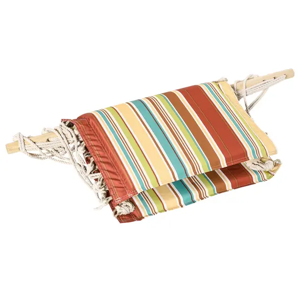 Outsunny Hanging Hammock Chair Swing Chair Thick Rope Frame Safe Wide Seat Indoor Outdoor Home, Patio, Yard, Garde Spot Stylish Multi-Color Stripe - 7