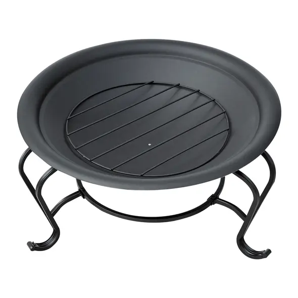 Outsunny Metal Firepit Bowl Outdoor Round Fire Pit w/ Lid, Log Grate, Poker for Backyard, Camping, BBQ, Bonfire, Wood Burning Stove, 56 x 56 x 45cm, Black - 9