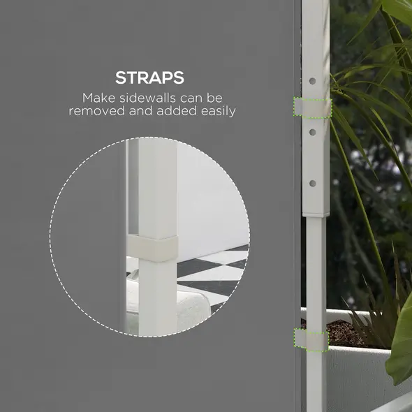 Outsunny Gazebo Side Panels, 2 Pack Sides Replacement, for 3x3(m) or 3x6m Pop Up Gazebo, with Windows and Doors, Light Grey - 7